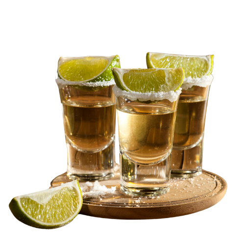 Tequila shots with lime and salt